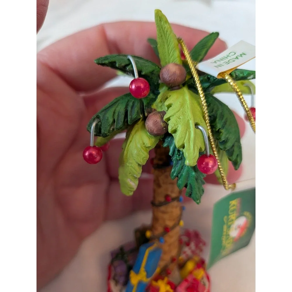 Kurt Adler Nanette Hilton Beach Palm Tree With Gifts Resin Christmas Ornament